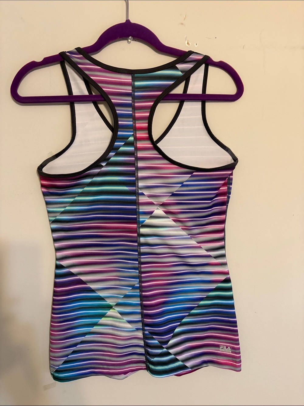 Fila Multicolor Striped Racerback Tank Top - Blue, Purple, Pink - Picture 2 of 3